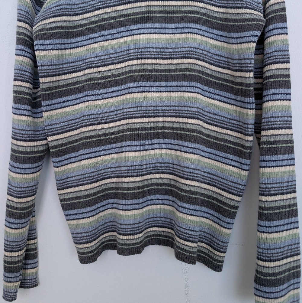 Authentic Y2K Vintage GAP Multicolor Striped Crewneck Sweater Sz L FA01 - Picture 3 of 16